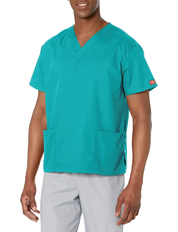 Dickies Women's EDS Signature Scrubs 86706 Missy Fit V-Neck Top, Caribbean Blue, 4XL Plus