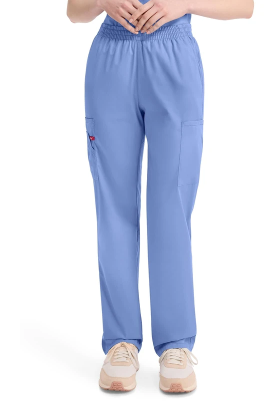 Dickies EDS Signature Scrubs for Women, Elastic Waist Pull-On Cargo Pants for Women in Soft Brushed Poplin 86106, Ceil Blue, L Petite
