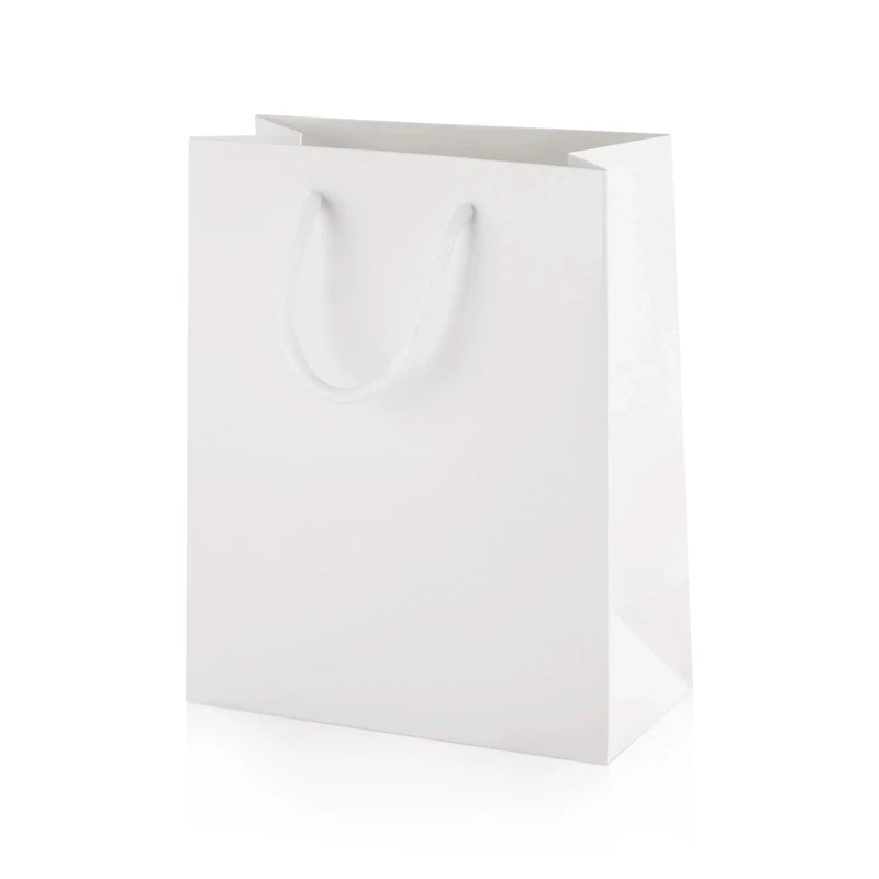 Thepaperbagstore 10× White Small Matt Laminated Gift Bags 15×19×8cm – 250 gsm Boutique Paper Bags with Rope Handles & Reinforced Base – Ideal for Gifts, Weddings, Retail & Corporate Use