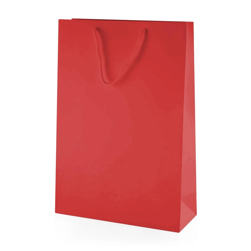Thepaperbagstore 50 × Red Medium Tall Matt Laminated Gift Bags 25 x 36 x 10 cm – 210 gsm Boutique Paper Bags with Rope Handles & Reinforced Base – Ideal for Gifts, Weddings, Retail & Corporate Use