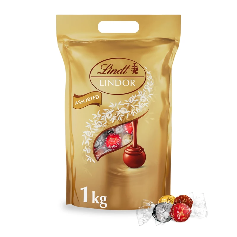 Lindt Lindor Assorted Chocolate Truffles – 1kg Bag (Approx. 80 Balls) – Smooth Filling – Christmas, Gift, Birthday, Congratulations, Sharing Treat