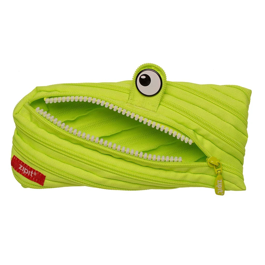 ZIPIT Monster Pencil Case for Boys | Pencil Pouch for School, College and Office | Pencil Bag for Kids (Green)