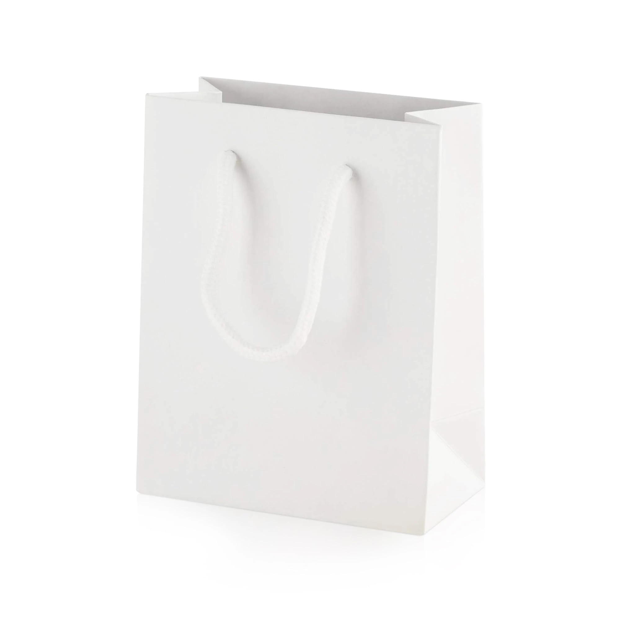 Thepaperbagstore 10× White Extra Small Matt Laminated Gift Bags 11.5×14.5×6.5cm – 250 gsm Boutique Paper Bags with Rope Handles & Reinforced Base – Ideal for Gifts, Weddings, Retail & Corporate Use