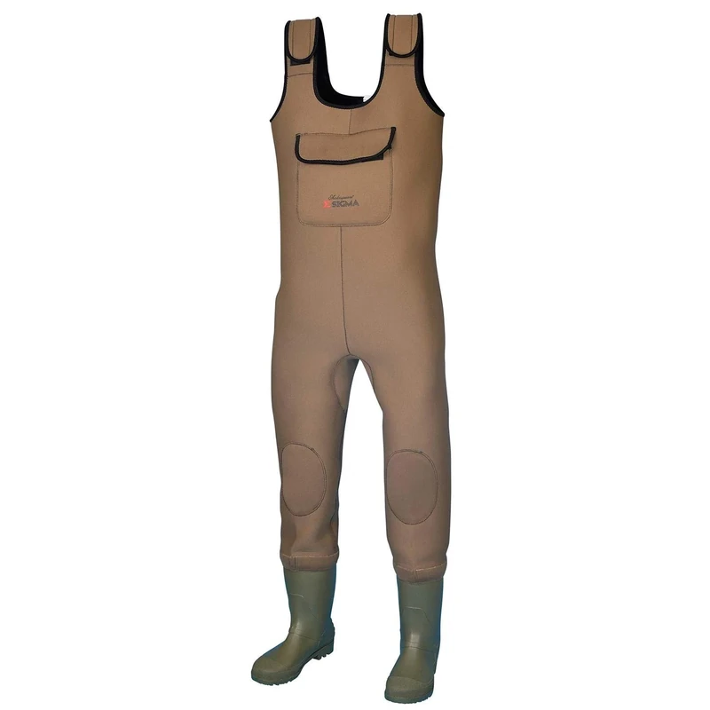 Shakespeare Sigma Neoprene Chest Waders, Overalls, Waders, For Wading , Fly Fishing , Hunting , Muck Work, Unisex, Grey/Green, EU 45 | UK 11 |US 12, 41W