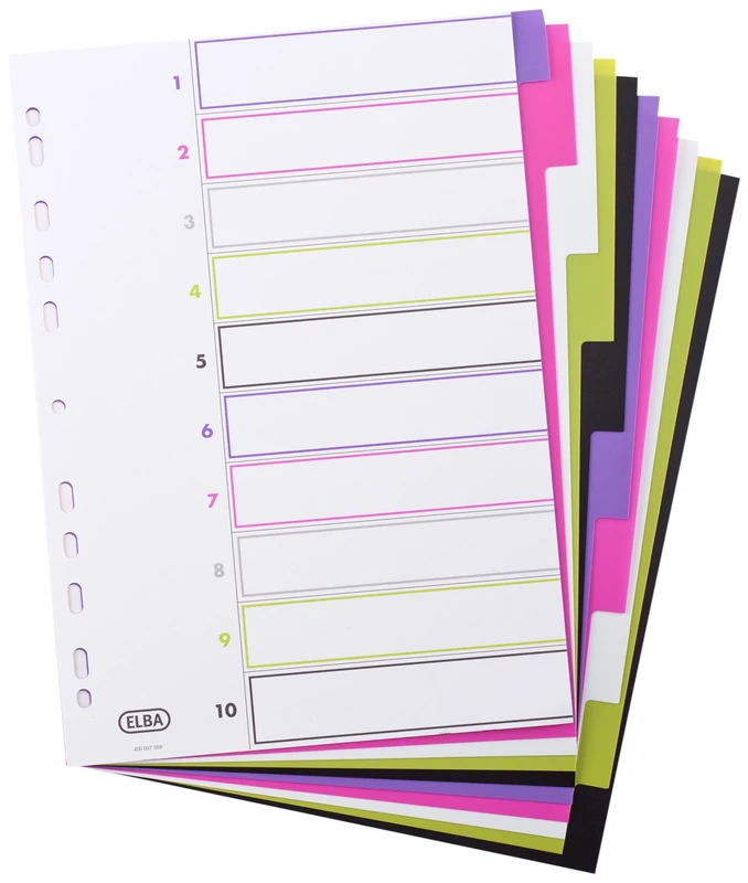 Elba Plastic tab dividers 20 Register Multi-Coloured