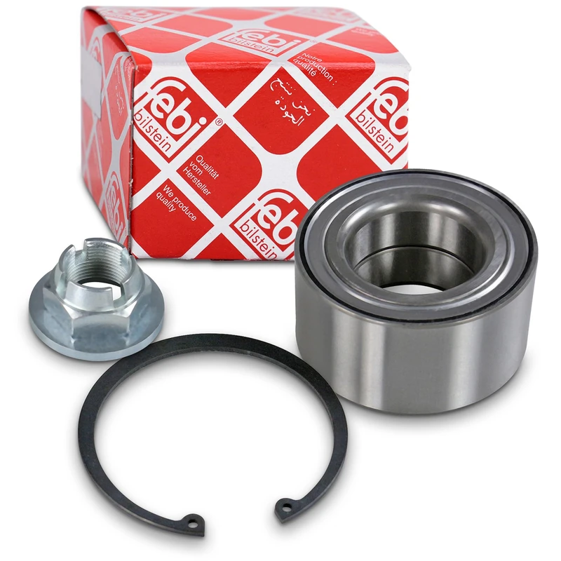 febi bilstein 39500 Wheel Bearing Kit with ABS sensor ring, castle nut and circlip, pack of one