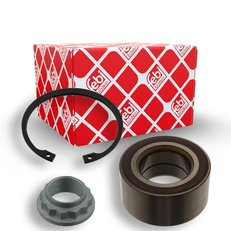 febi bilstein 39828 Wheel Bearing Kit with axle nut and circlip, pack of one