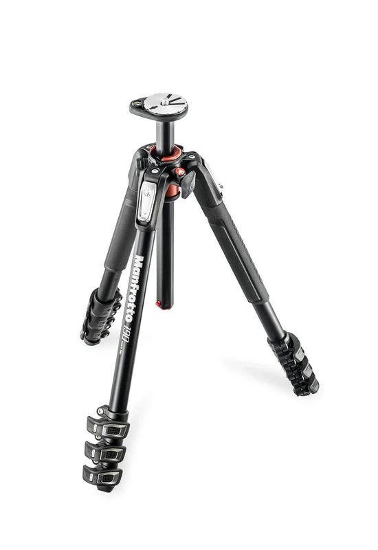 Manfrotto MT190XPRO4 Photo Tripod, 4-Section Aluminium, 90 degree Center Column, for Mirrorless and DSLR Cameras, Black/Anthracite