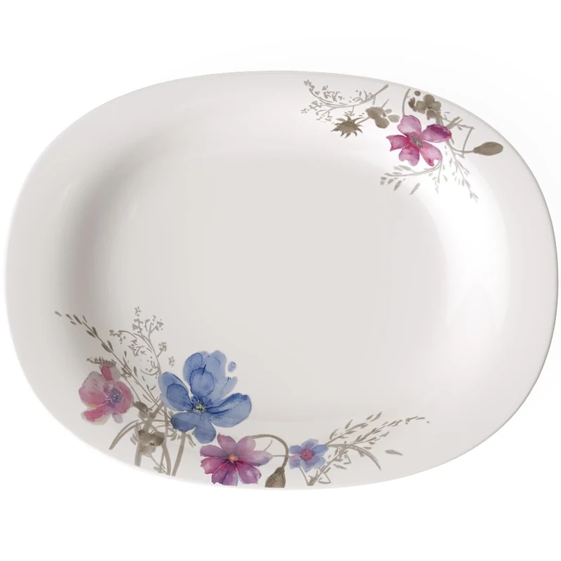 Villeroy & Boch Mariefleur Gris Basic Serving Platter, Premium Porcelain, White/Multicoloured