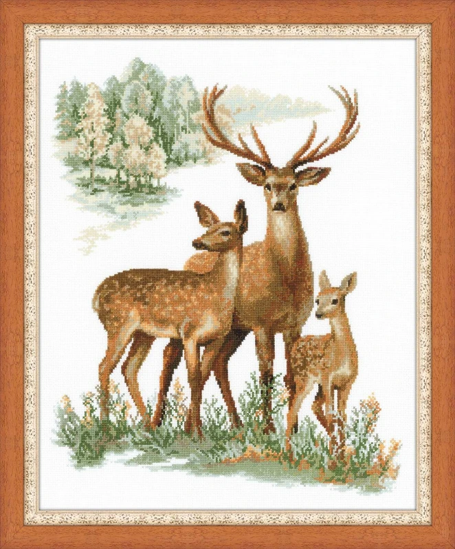 Riolis Deer Family Counted Cross Stitch Kit, Multi-Color - Image 1