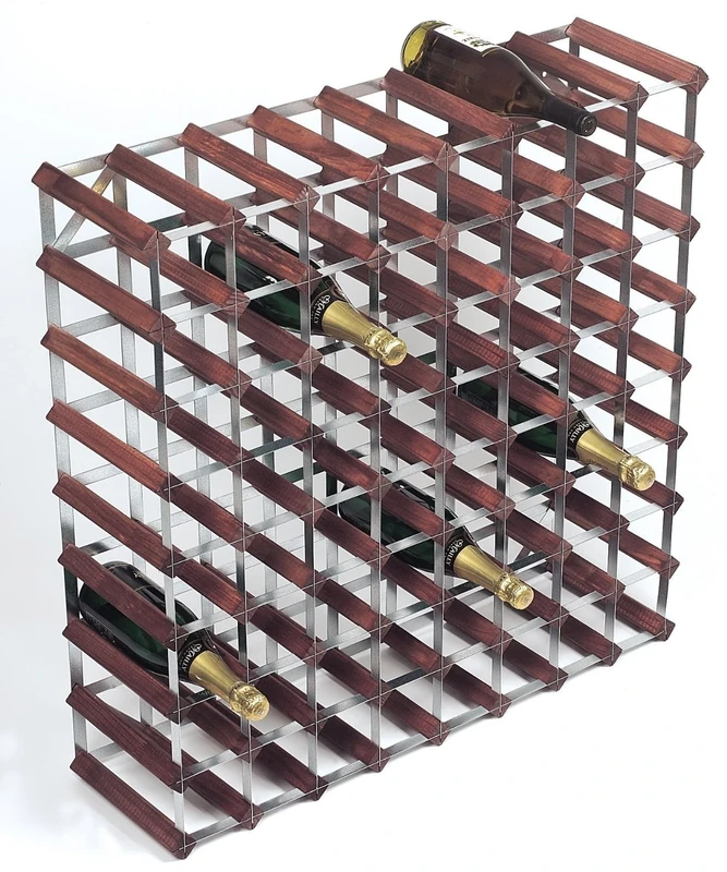 RTA 72 Bottle 8x8 Wine Rack Dark Pine Galvanised Steel Ready Assembled - WNRK4116