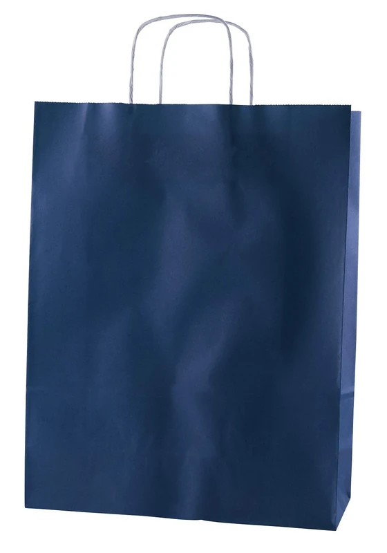 Thepaperbagstore 100 Blue Large Paper Bags With Handles - 32x12x41cm - Colourful Paper Gift Bags for Adults and Kids - for Shopping, Party, Retail, Birthdays and Weddings