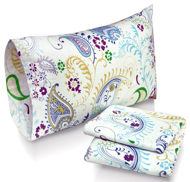 Tribeca Living Paisley Garden Printed Deep Pocket Flannel Sheet Set with Pillowcase, Queen