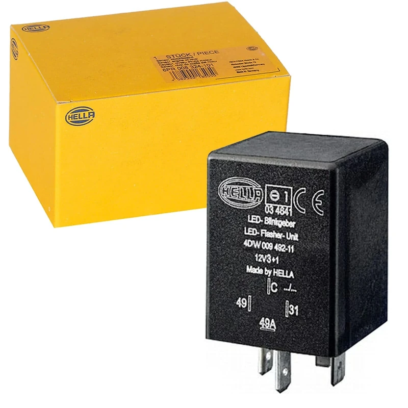 HELLA 4DW 009 492-111 Flasher Unit - 12V - 4-pin connector - Plugged - LED - with holder