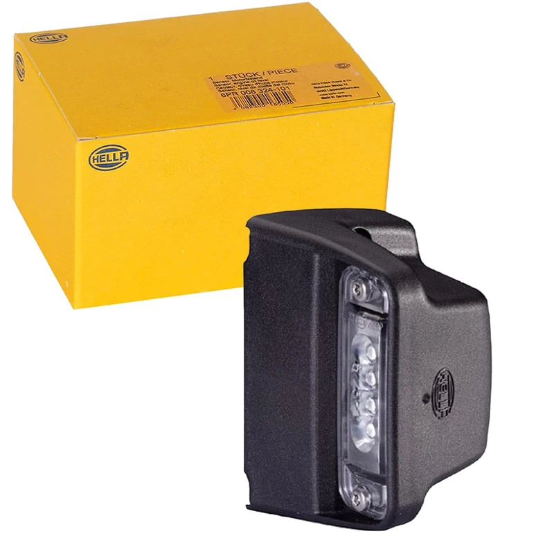 HELLA 2KA 010 278-031 Licence Plate Light - LED - 24V - Bolted/mounting - Lens Colour: Crystal clear - Cable: 2000mm - Plug: Blade Terminal Sleeve - Lateral Mounting - Quantity: 1