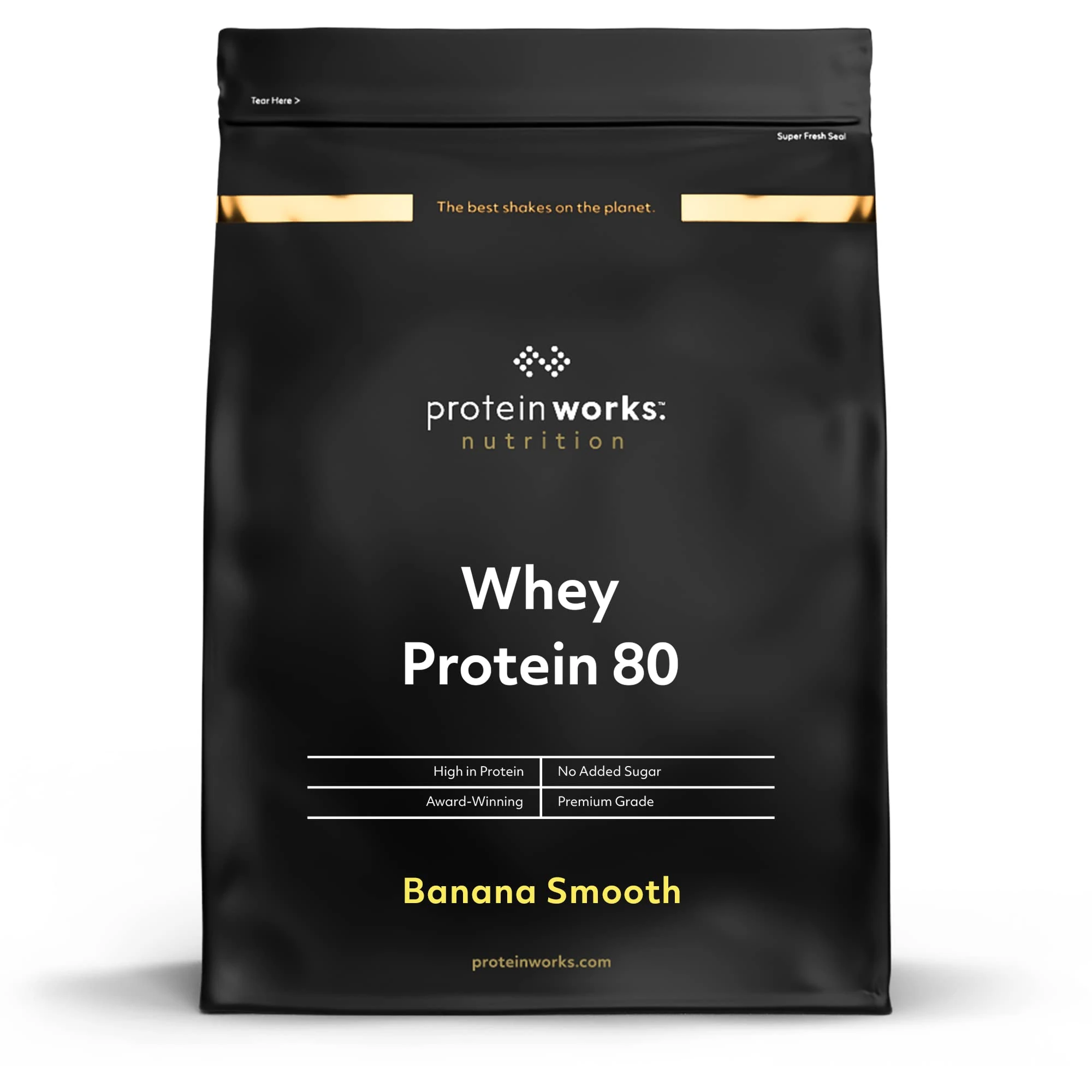 Protein Works - Whey Protein 80 (Concentrate), Low Calorie Protein Shake, Whey Protein Shake, 33 Shakes, Banana Smooth, 1kg