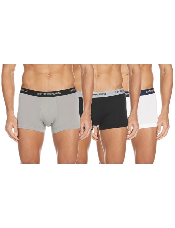 Emporio Armani Men's Cc717-111357 Trunk Pack of 3 , Multicolor (White/Black/Grey 02910), S UK