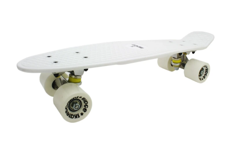 Ridge Skateboards Children Kids Big Brother Large Retro Cruiser White Wheels, 27 Inch