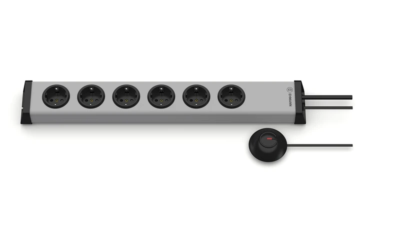 Ehmann 0200c00062381 Power Strip with Switch 6-Way Grey Protective Contact Pack of 1 - Image 1