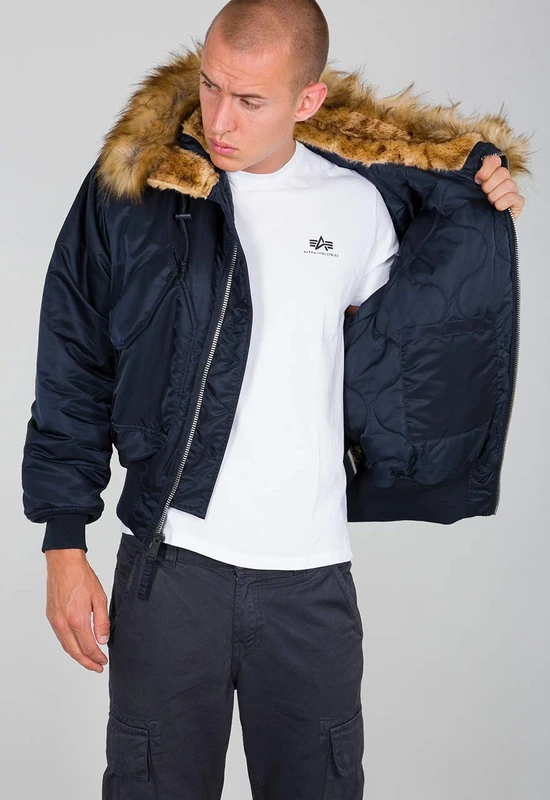 Alpha Industries 45P Hooded Custom Bomber Jacket for Men Rep.Blue