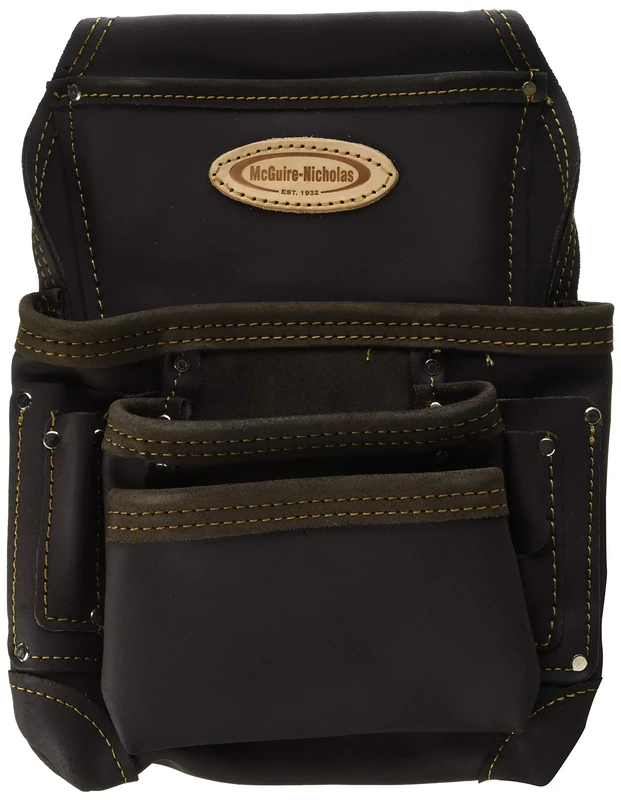 McGuire-Nicholas Oil Tanned Leather 10 Pocket Nail and Tool Pouch, Tan Brown (870-CC)
