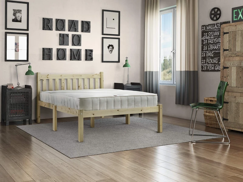 STRICTLY BEDS&BUNKS Amelia Pine Bed Frame with Sprung Mattress, 4ft Double