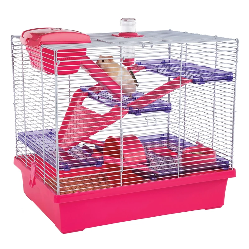Rosewood Pico Hamster Cage, Extra Large, 5 Tier, with Water Bottle, Food Dish & Exercise Wheel, Pink (50 x 36 x 47 cm)