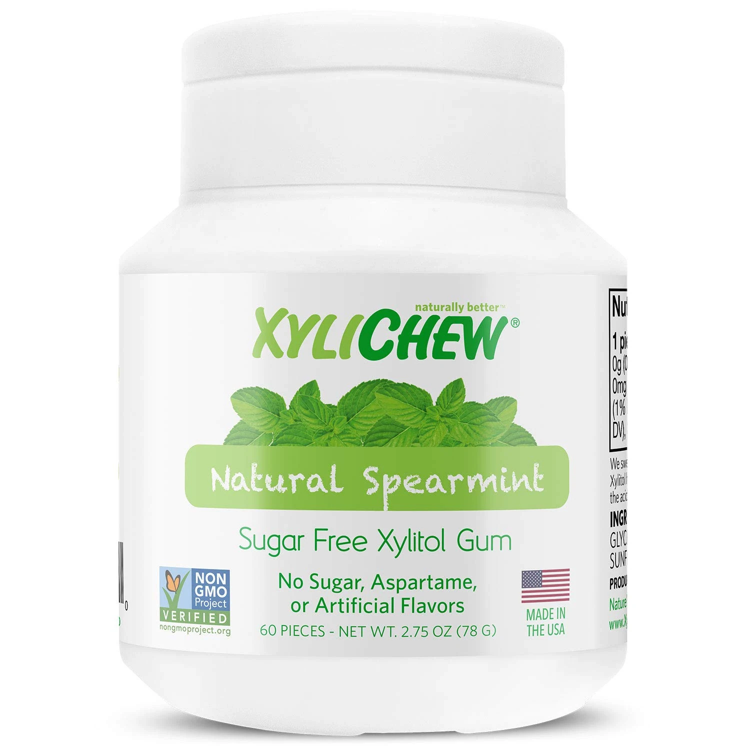 Xylichew 100% Xylitol Chewing Gum Jars - Non GMO, Gluten, Aspartame, and Sugar Free Gum -Bad Breath and Dry Mouth 60 Count
