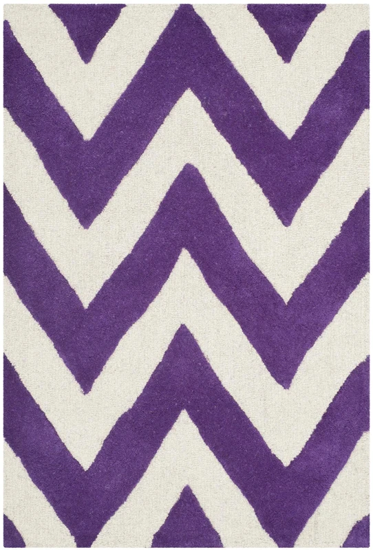 Safavieh Modern Indoor Hand Tufted Rectangle Area Rug, Cambridge Collection, CAM139, in Purple / Ivory, 122 X 183 cm for Living Room, Bedroom or Any Indoor Space