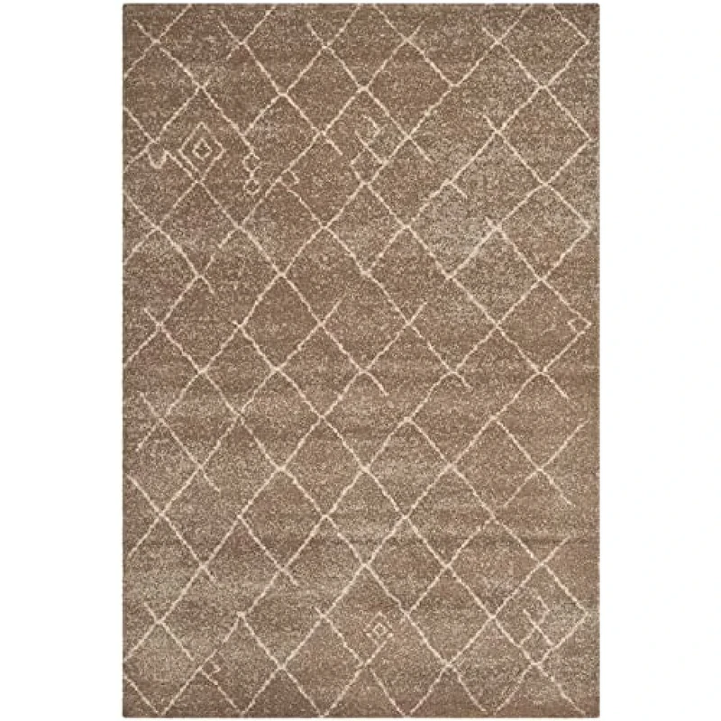 SAFAVIEH Tribal Rug for Living Room, Dining Room, Bedroom - Tunisia Collection, Short Pile, in Brown, 155 X 229 cm - Image 1
