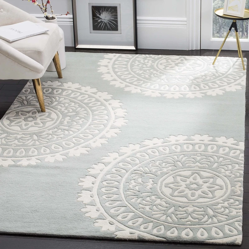 Safavieh Transitional Indoor Hand Tufted Rectangle Area Rug, Bella Collection, BEL121, in Grey / Ivory, 183 X 274 cm for Living Room, Bedroom or Any Indoor Space