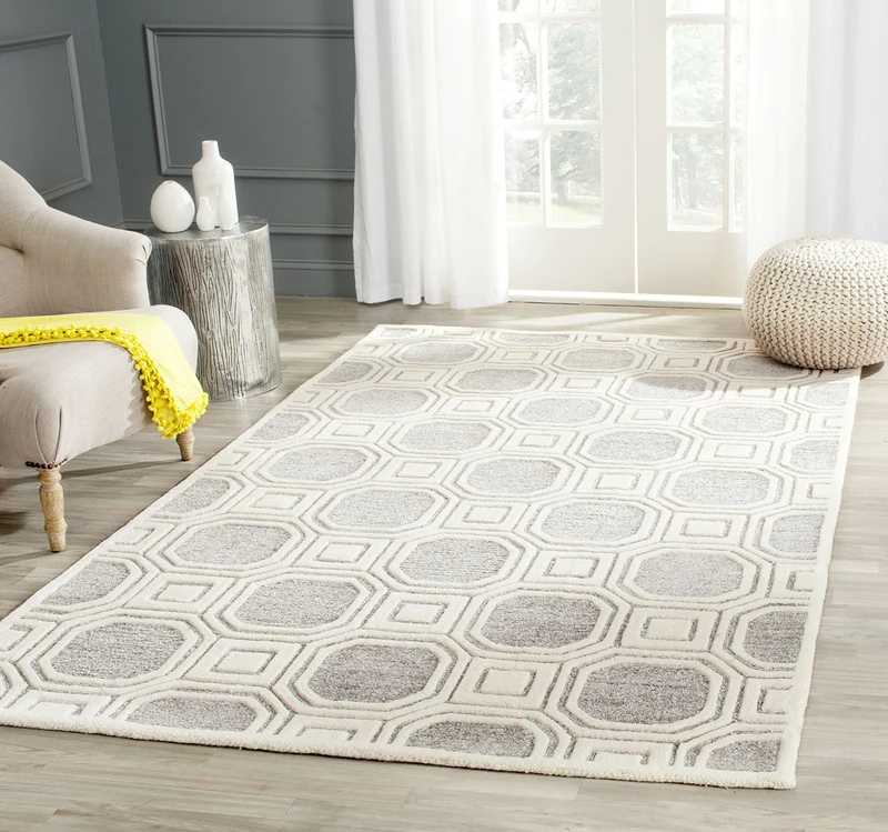 Safavieh Traditional Indoor Hand Knotted Rectangle Area Rug, Oushak Collection, OSH711, in Charcoal, 183 X 274 cm for Living Room, Bedroom or Any Indoor Space