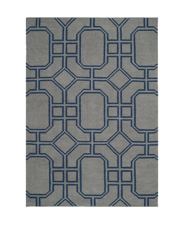 Safavieh Contemporary Indoor Flatweave Rectangle Area Rug, Dhurrie Collection, DHU860, in Grey / Dark Blue, 91 X 152 cm for Living Room, Bedroom or Any Indoor Space