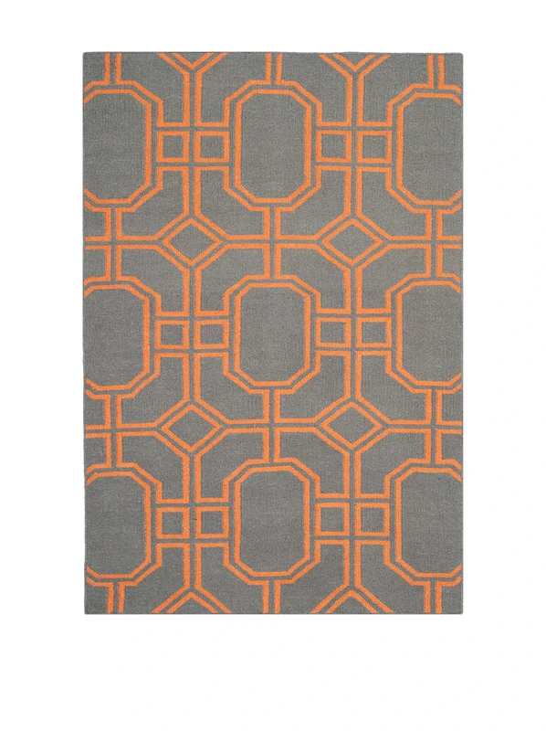 Safavieh Contemporary Indoor Flatweave Rectangle Area Rug, Dhurrie Collection, DHU860, in Blue / Orange, 91 X 152 cm for Living Room, Bedroom or Any Indoor Space