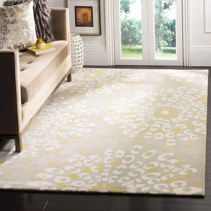 Safavieh Modern Indoor Hand Tufted Rectangle Area Rug, Capri Collection, CPR355, in Grey / Ivory, 122 X 183 cm for Living Room, Bedroom or Any Indoor Space