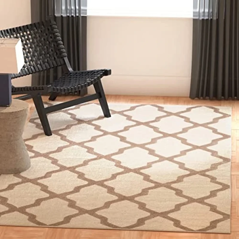 Safavieh Trellis Indoor Hand Tufted Rectangle Area Rug, Cambridge Collection, CAM121, in Ivory / Beige, 183 X 274 cm for Living Room, Bedroom or Any Indoor Space