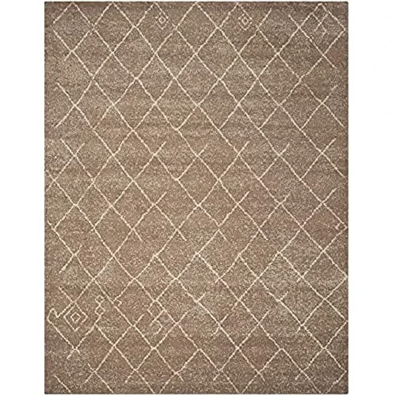 SAFAVIEH Tribal Rug for Living Room, Dining Room, Bedroom - Tunisia Collection, Short Pile, in Brown, 244 X 305 cm