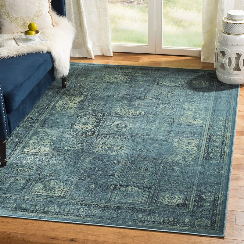 Safavieh Traditional Indoor Woven Rectangle Area Rug, Vintage Collection, VTG127, in Turquoise / Multi, 160 X 229 cm for Living Room, Bedroom or Any Indoor Space