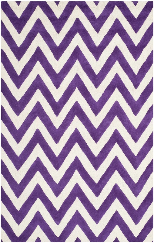 Safavieh Modern Indoor Hand Tufted Rectangle Area Rug, Cambridge Collection, CAM139, in Purple / Ivory, 152 X 244 cm for Living Room, Bedroom or Any Indoor Space