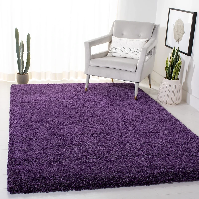 Safavieh Shaggy Indoor Woven Rectangle Area Rug, Milan Shag Collection, SG180, in Purple, 155 x 244 cm for Living Room, Bedroom or Any Indoor Space