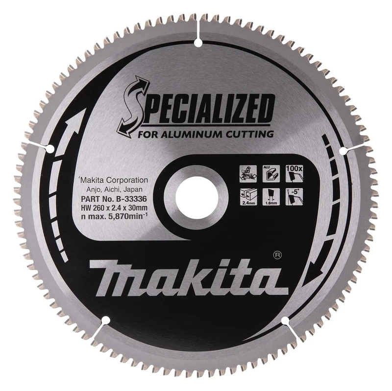 Makita B-33336 Specialized Aluminium Cutting Saw Blade 260x30x80T