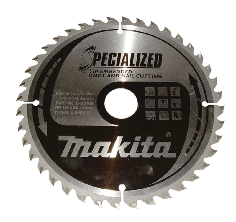Makita B-33180 Specialized Tip Embedded Saw Blade 190x30x40T