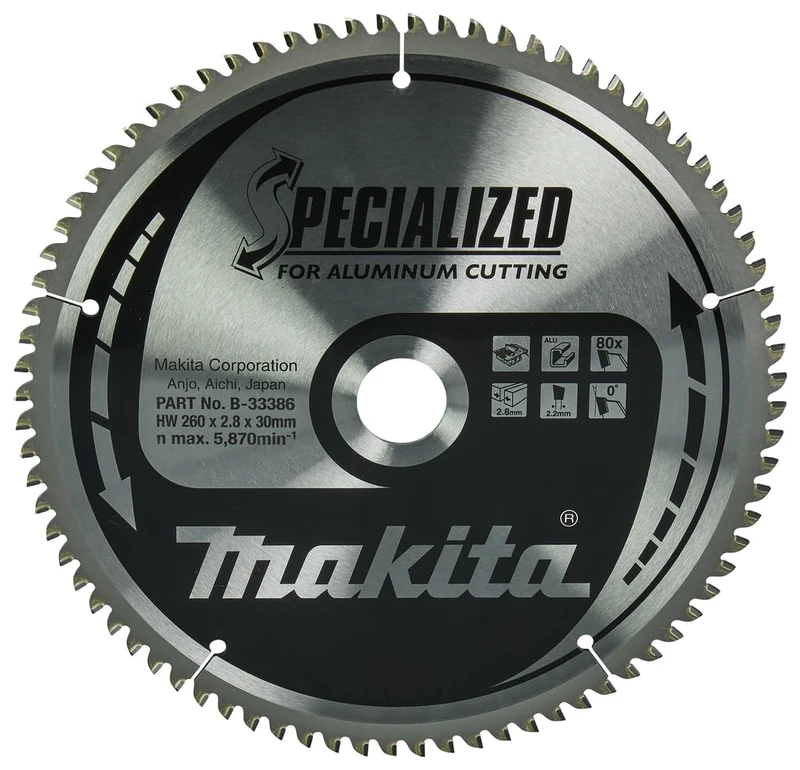 Makita B-33386 Specialized Aluminium Cutting Saw Blade 260x30x80T