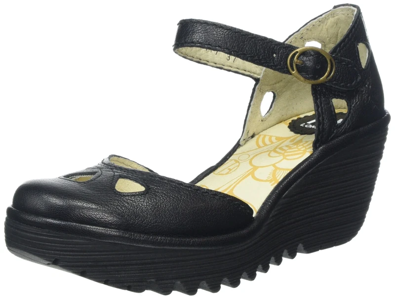 Fly London Yuna Women's Wedge Sandals - Black (Black), 6 UK (39 EU)