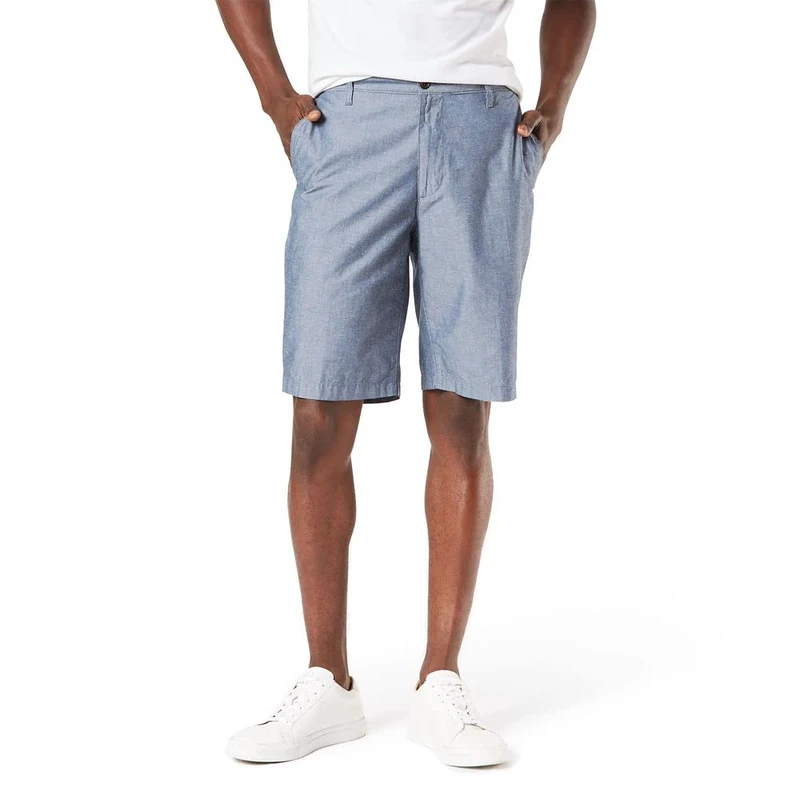 Dockers Men's Perfect Short Classic FIT Shorts, Clarke Chambray Faded Navy Lightweight,