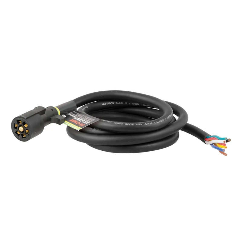 CURT 56602 Replacement 7-Pin RV Blade Trailer Wiring Harness Plug, 8-Foot Blunt-Cut Wires