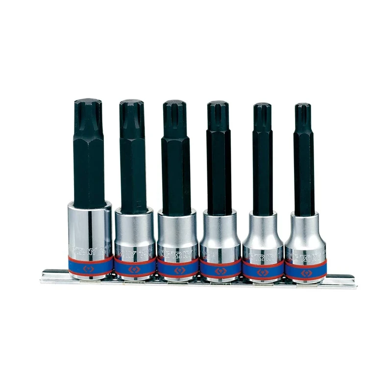 KING TONY 4116PR M9 - M16 Drive Ribe Bit Socket, 1/2-inch, Set of 6