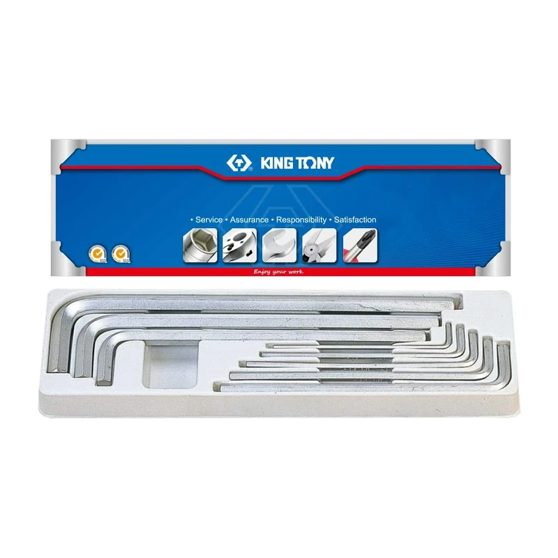 KING TONY 20208SR01 Alloy Steel Hex Key Set, 1/8 inch - 9/16 inch Size, 8 Piece