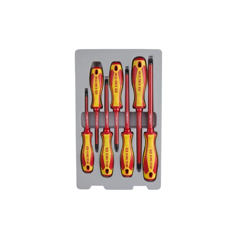 king tony 30607MR 1000V Insulated Screwdriver Set Slotted and Pozidriv ® inch, Set of 7
