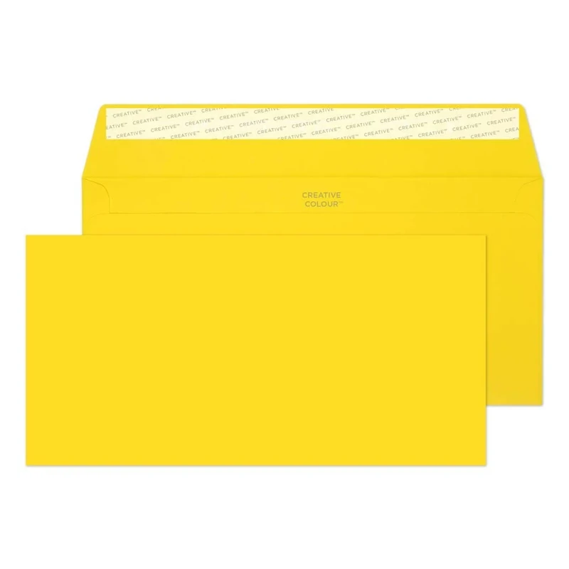 Blake Creative Colour DL+ 114 x 229 mm 120 gsm Peel & Seal Wallet Envelopes (203) Banana Yellow - Pack of 500
